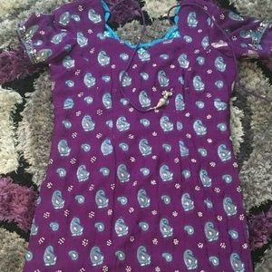 Purple Turquoise Embroiderd Salwar Kameez Large